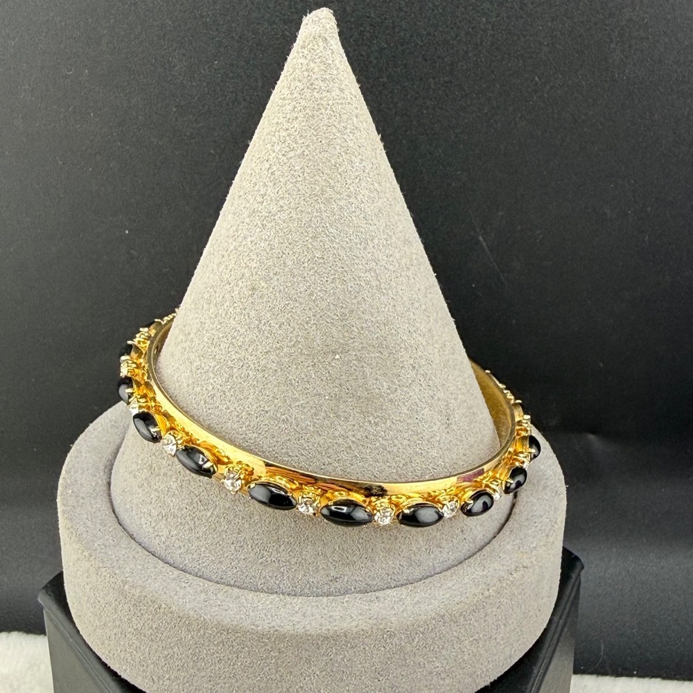 Vintage J Crew Bangle Bracelet Gold Tone Rhinestone 8" READ